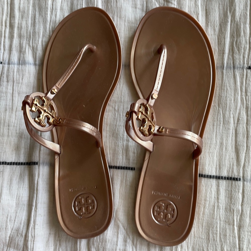 Tory Burch mini Miller rose gold jelly sandals